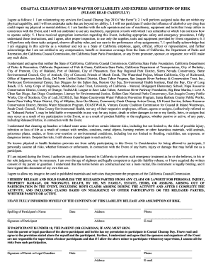 Coastal Cleanup Day 2010 Waiver