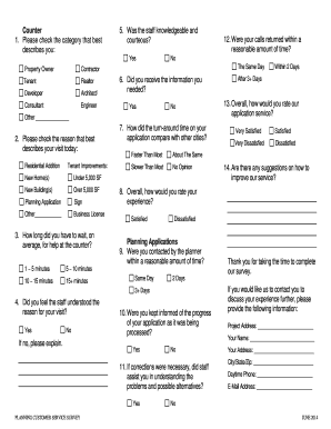 City of Milpitas Planning Customer Service Survey