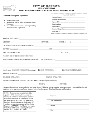 City of Modesto Home Business Permit Application