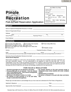 Pinole Park Reservation Application