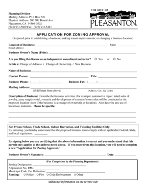 California Zoning Approval Application
