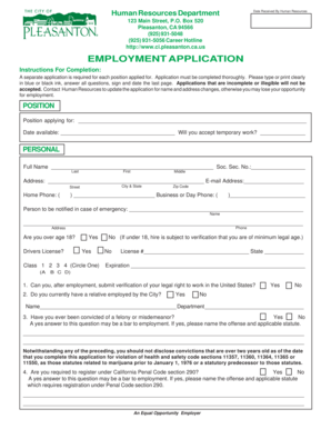 Employment Application Form