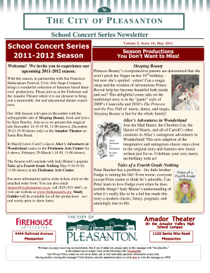 City of Pleasanton School Concert Series Order Form