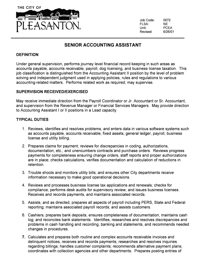 SENIOR ACCOUNTING ASSISTANT Preview on Page 1