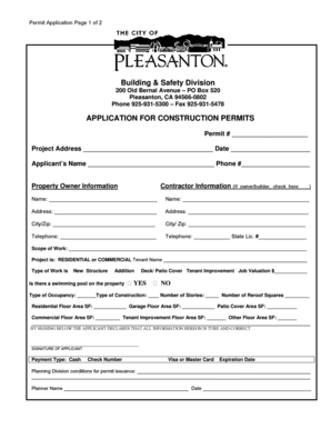 California Construction Permit Application