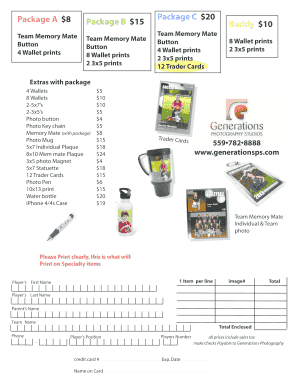 Team Photo Order Form
