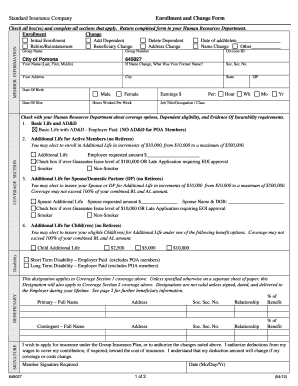 City of Pomona Enrollment and Change Form