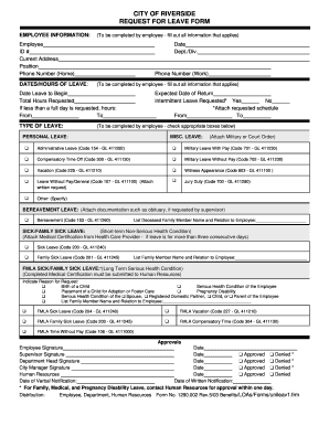 City of Riverside Request for Leave Form