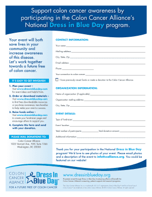 Colon Cancer Alliance Dress in Blue Day Form
