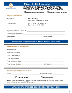 Electronic Funds Transfer Vendor Enrollment Form
