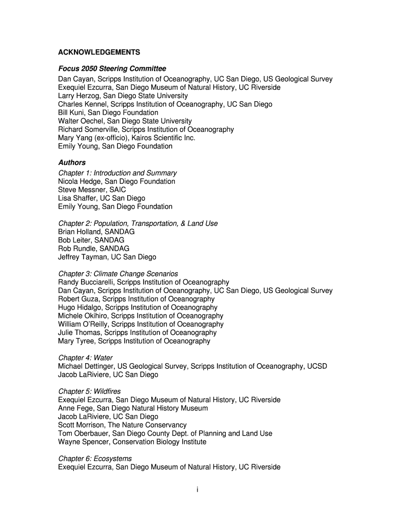 i ACKNOWLEDGEMENTS Focus 2050 Steering - City of San Diego Preview on Page 1
