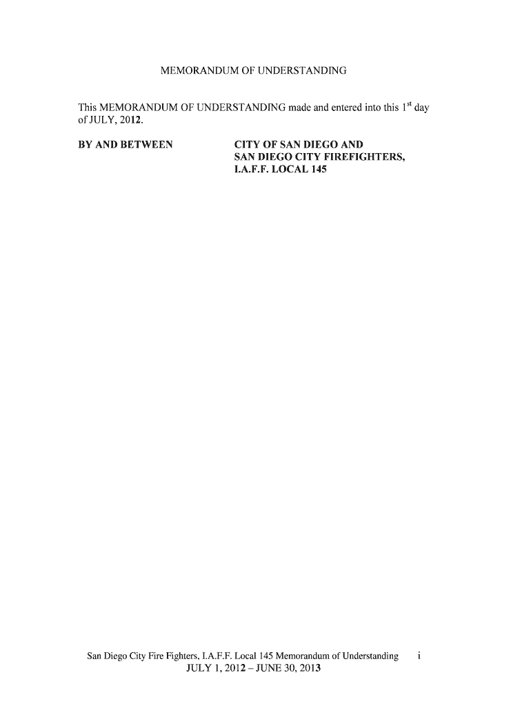 MEMORANDUM OF UNDERSTANDING This MEMORANDUM OF UNDERSTANDING made and entered into this 1st day of J Preview on Page 1