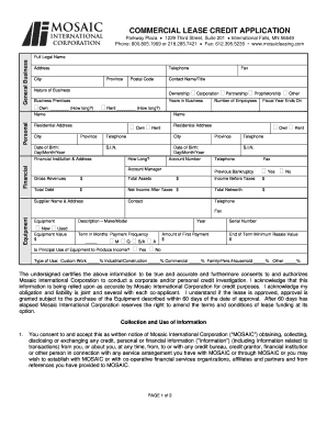Commercial Lease Credit Application