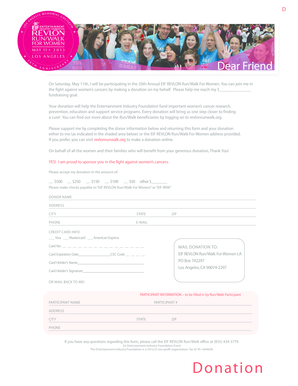 Donation Form for EIF REVLON Run/Walk