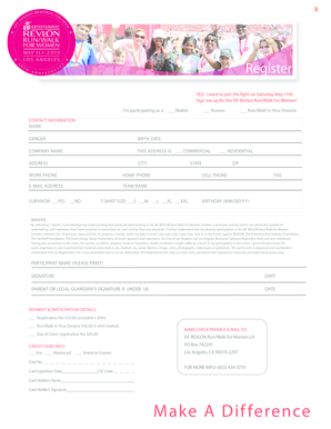 EIF Revlon Run/Walk For Women Registration Form