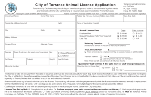Torrance Animal License Application