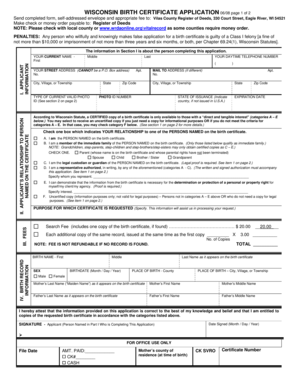 Wisconsin Birth Certificate Application