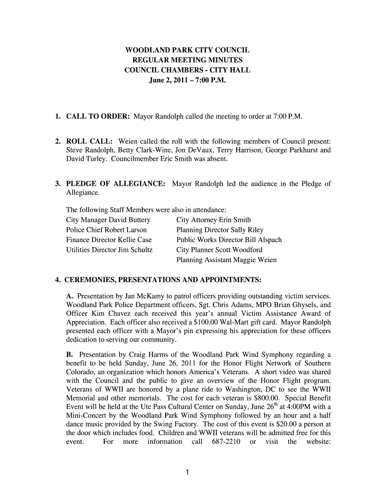 ROLL CALL: Weien called the roll with the following members of Council present: Steve Randolph, Bett Preview on Page 1