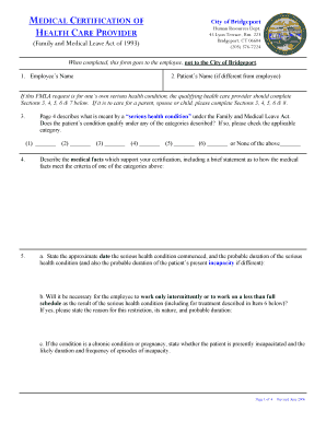 Family Medical Leave Certification Form - BridgeportCT.gov - bridgeportct