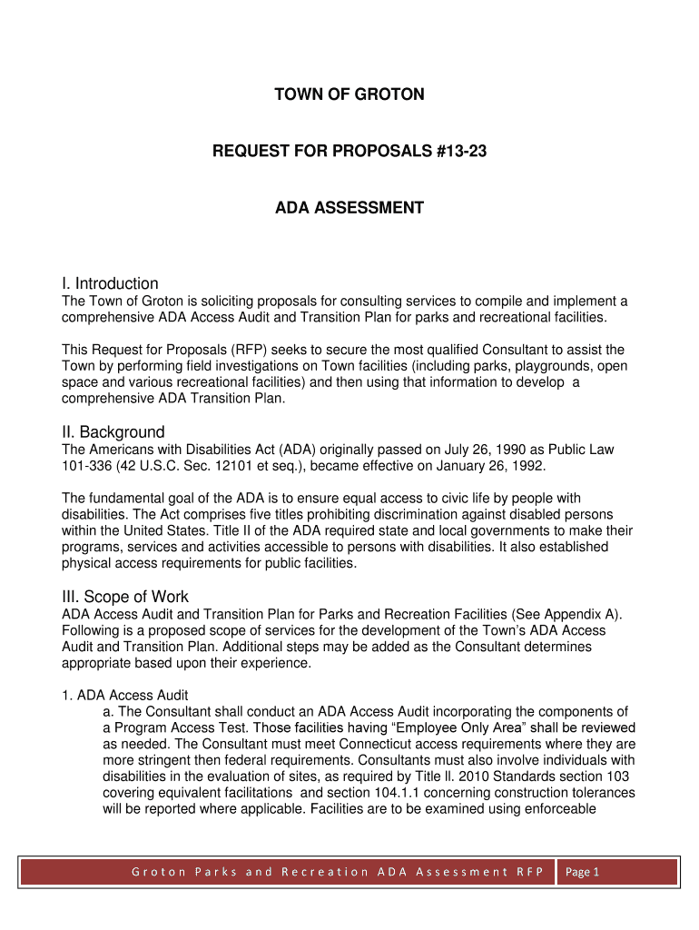 Fillable Online grotonct ADA Assessment RFP Final.pdf Town of Groton