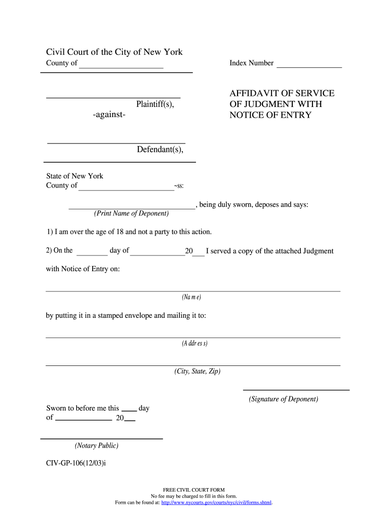 New York Form Civil Court Fill Online Printable Fillable Blank