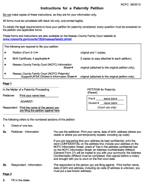 Nassau County Paternity Petition Form 5-1