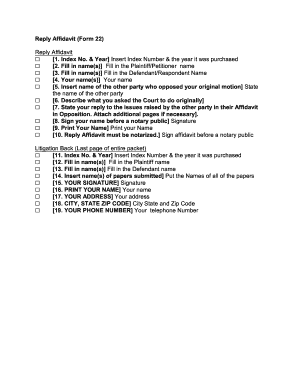 Reply Affidavit Form 22