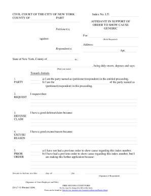 Affidavit in Support of Order to Show Cause