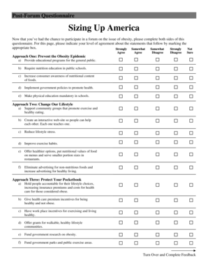 Post-Forum Questionnaire: Sizing Up America