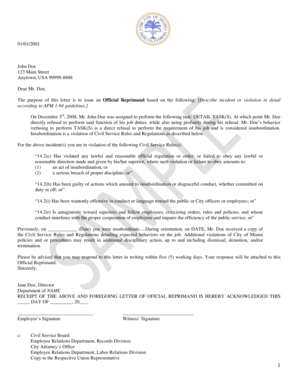 Reprimand letter - Written Reprimand Memorandum - City of Miami