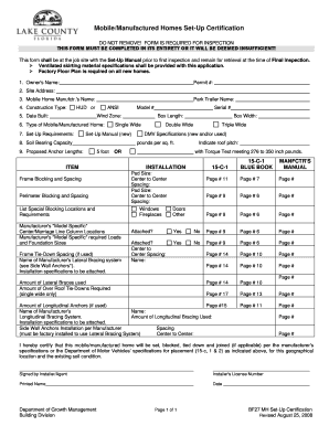 Mobile Home Set-Up Certification