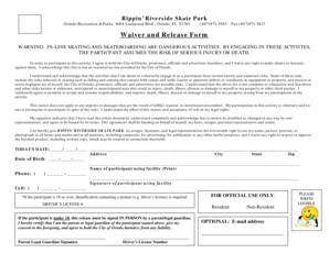 Rippin’ Riverside Skate Park Waiver and Release Form