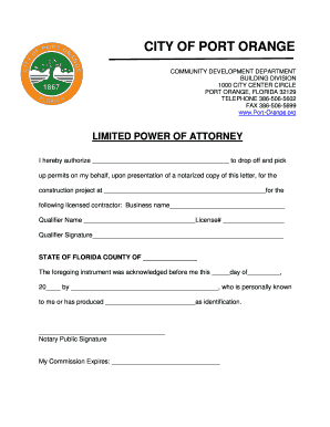 Limited power of attorney - City of Port Orange