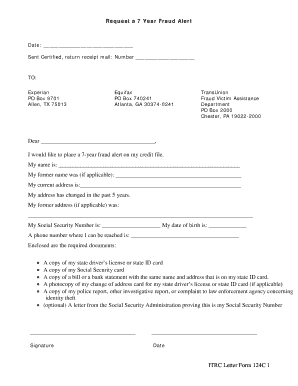 7 Year Fraud Alert Request