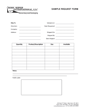Sample Request Form