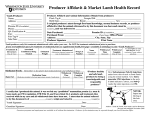 Producer Affidavit and Market Lamb Health Record