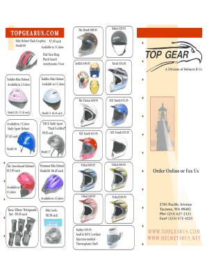 Bike Helmet Order Form