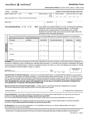 Employee Beneficiary Designation Form