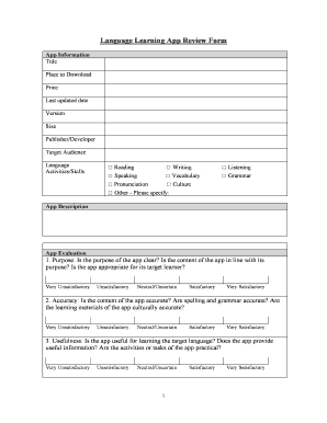 Language Learning App Review Form