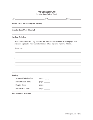 PAF Lesson Plan