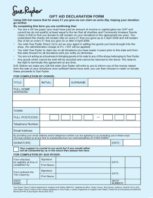 Gift Aid Declaration Form