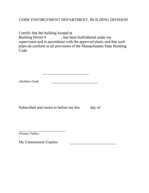 Massachusetts Building Permit Certification