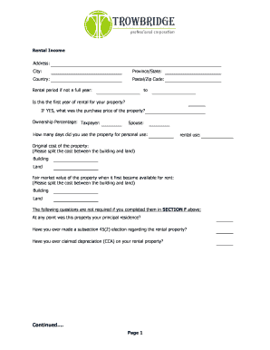 Canadian Rental Income Tax Form
