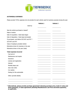 Automobile Expenses Form