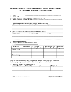 Bangladeshi Passport Holder Visit Application