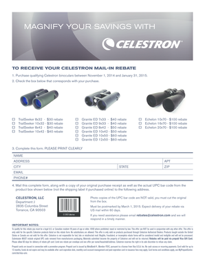 Celestron Mail-In Rebate Form