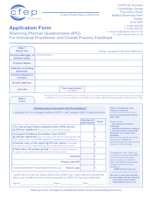 Improving Practice Questionnaire Application Form