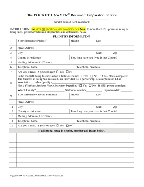 California Small Claims Client Workbook