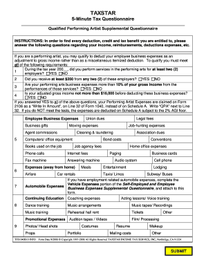 Qualified Performing Artist Tax Questionnaire