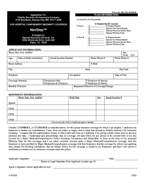 Hospital Confinement Indemnity Coverage Application
